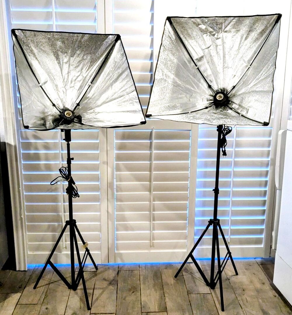 2-Pc PBL Studio Photo 120Volt Light 23" x 23" Umbrella/Softbox Case Set GUC - Picture 9 of 9